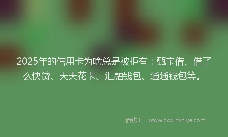 2025年的信用卡为啥总是被拒有：甄宝借、借了么快贷、天天花卡、汇融钱包、通通钱包等。