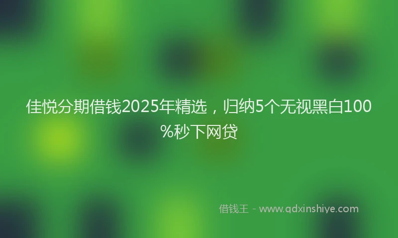 佳悦分期借钱2025年精选，归纳5个无视黑白100%秒下网贷