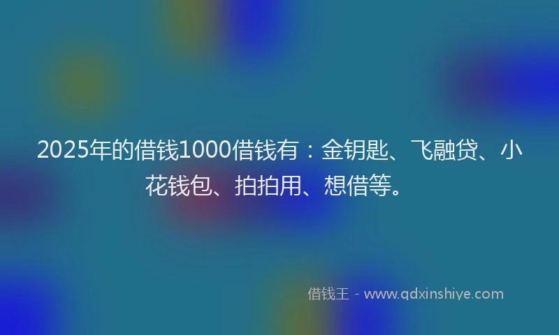 2025年的借钱1000借钱有：金钥匙、飞融贷、小花钱包、拍拍用、想借等。