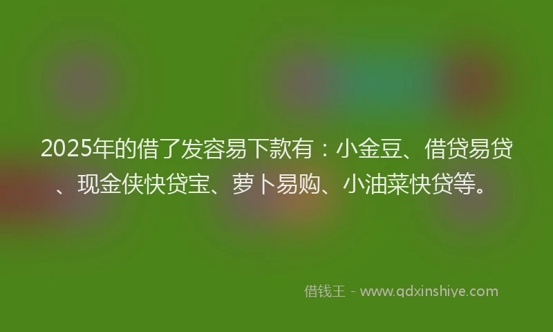 2025年的借了发容易下款有：小金豆、借贷易贷、现金侠快贷宝、萝卜易购、小油菜快贷等。