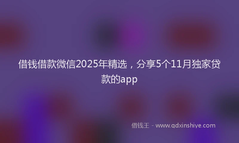 借钱借款微信2025年精选，分享5个11月独家贷款的app