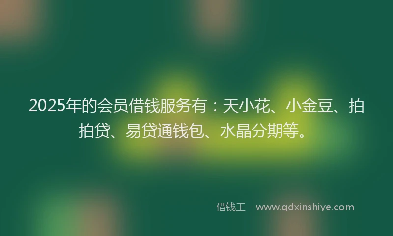 2025年的会员借钱服务有：天小花、小金豆、拍拍贷、易贷通钱包、水晶分期等。