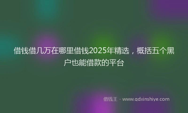 借钱借几万在哪里借钱2025年精选，概括五个黑户也能借款的平台