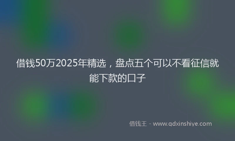 借钱50万2025年精选，盘点五个可以不看征信就能下款的口子
