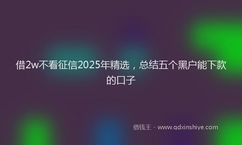借2w不看征信2025年精选，总结五个黑户能下款的口子