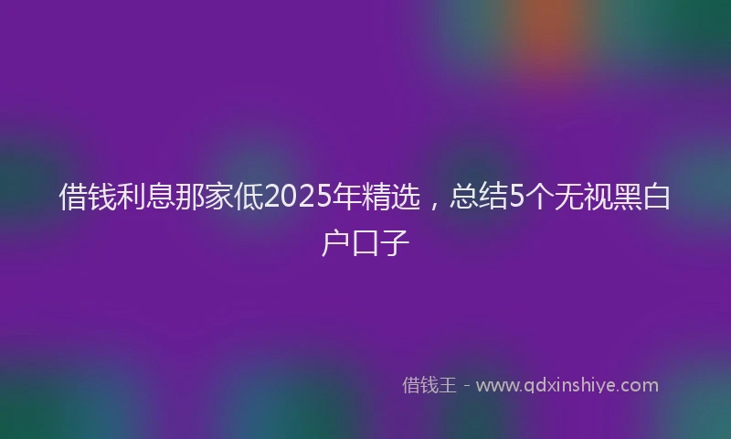 借钱利息那家低2025年精选，总结5个无视黑白户口子