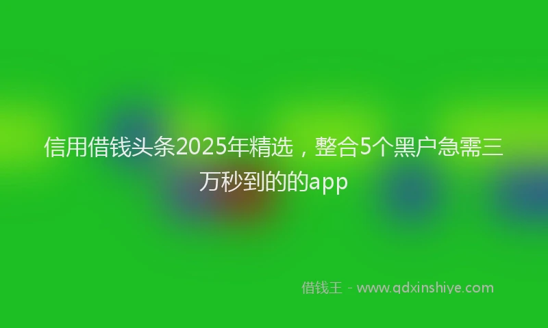 信用借钱头条2025年精选，整合5个黑户急需三万秒到的的app
