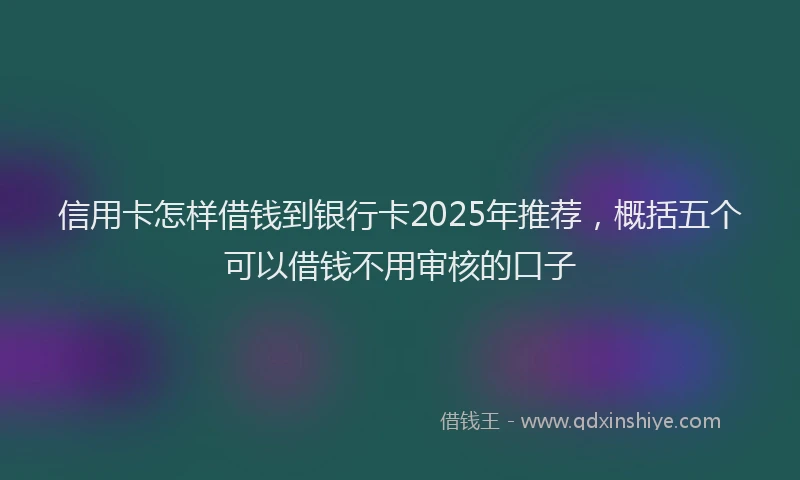 信用卡怎样借钱到银行卡2025年推荐，概括五个可以借钱不用审核的口子