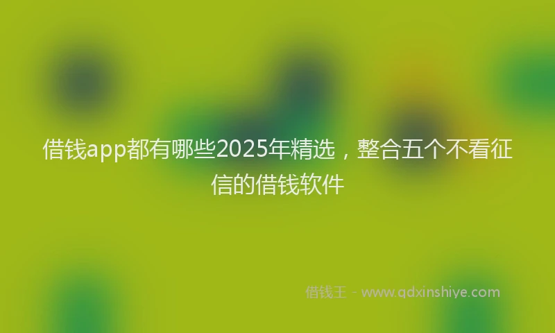 借钱app都有哪些2025年精选，整合五个不看征信的借钱软件