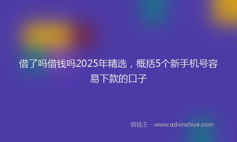 借了吗借钱吗2025年精选，概括5个新手机号容易下款的口子