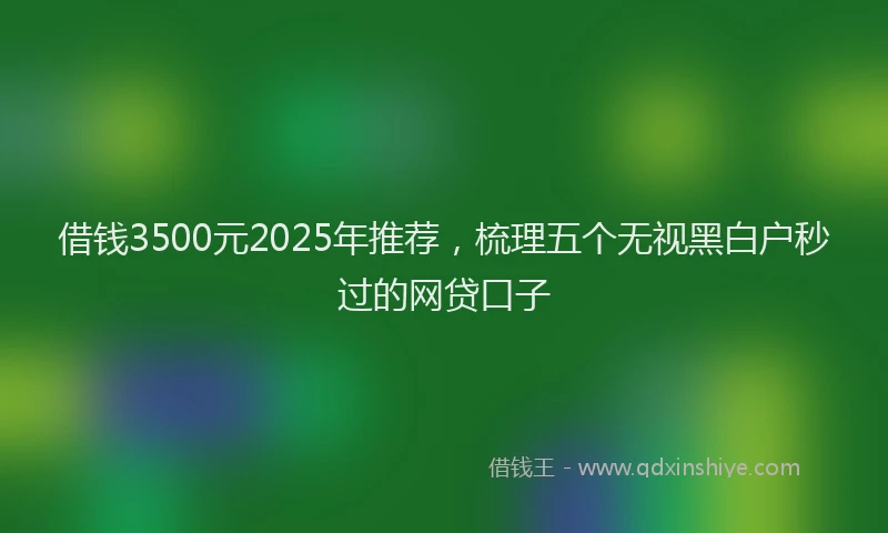 借钱3500元2025年推荐，梳理五个无视黑白户秒过的网贷口子