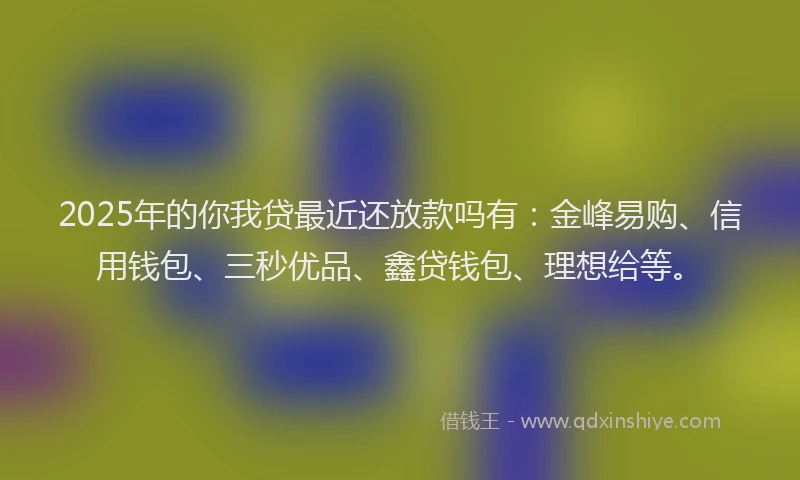 2025年的你我贷最近还放款吗有：金峰易购、信用钱包、三秒优品、鑫贷钱包、理想给等。