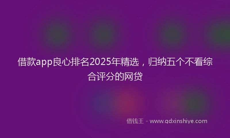 借款app良心排名2025年精选，归纳五个不看综合评分的网贷