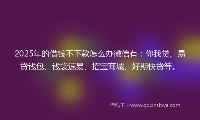 2025年的借钱不下款怎么办微信有：你我贷、易贷钱包、钱袋速易、招宝商城、好期快贷等。