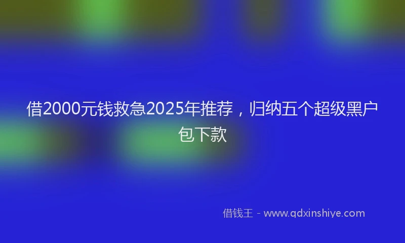 借2000元钱救急2025年推荐，归纳五个超级黑户包下款