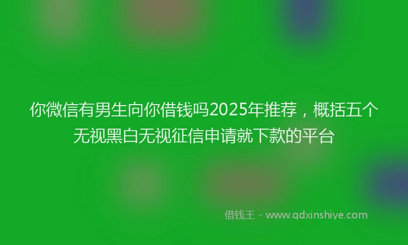 你微信有男生向你借钱吗2025年推荐，概括五个无视黑白无视征信申请就下款的平台