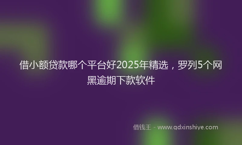 借小额贷款哪个平台好2025年精选，罗列5个网黑逾期下款软件