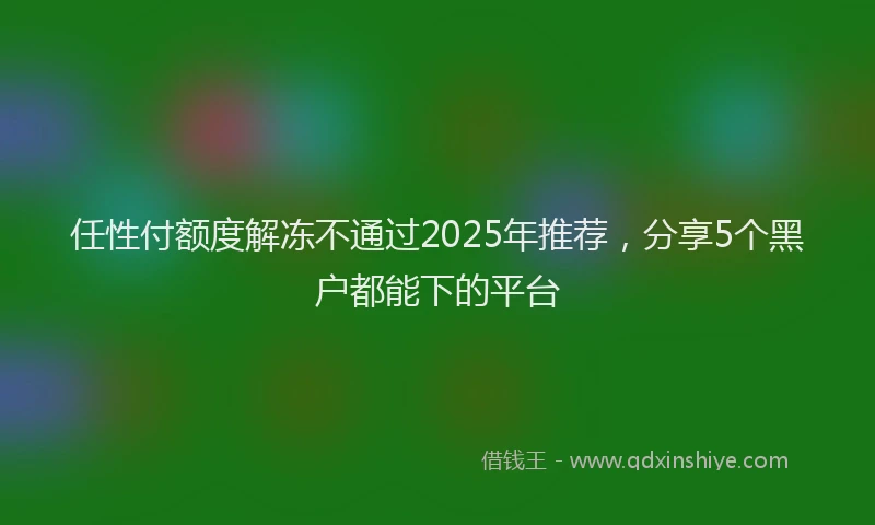 任性付额度解冻不通过2025年推荐，分享5个黑户都能下的平台