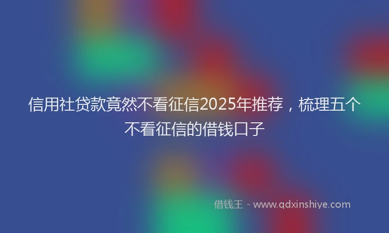 信用社贷款竟然不看征信2025年推荐，梳理五个不看征信的借钱口子