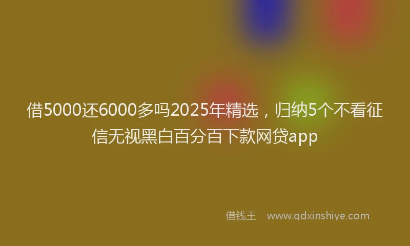 借5000还6000多吗2025年精选，归纳5个不看征信无视黑白百分百下款网贷app