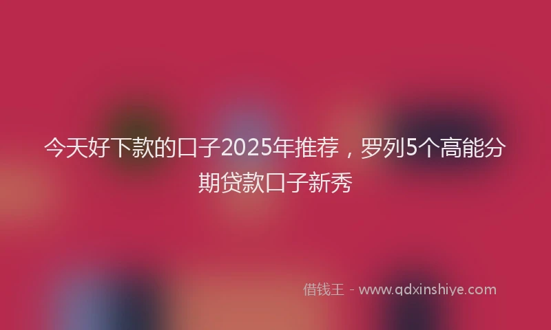 今天好下款的口子2025年推荐，罗列5个高能分期贷款口子新秀