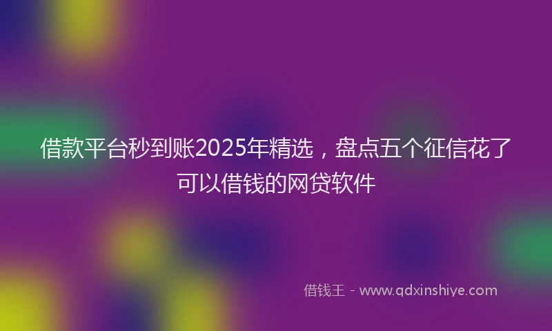 借款平台秒到账2025年精选，盘点五个征信花了可以借钱的网贷软件