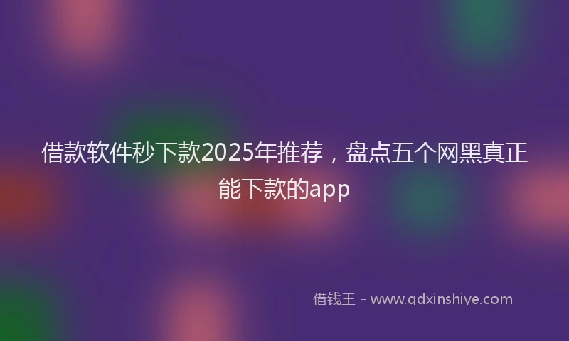 借款软件秒下款2025年推荐，盘点五个网黑真正能下款的app