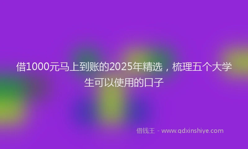 借1000元马上到账的2025年精选，梳理五个大学生可以使用的口子