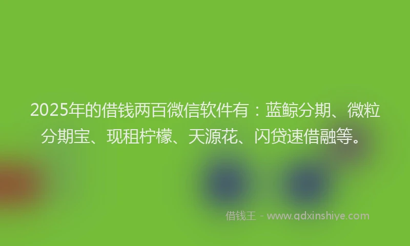 2025年的借钱两百微信软件有：蓝鲸分期、微粒分期宝、现租柠檬、天源花、闪贷速借融等。