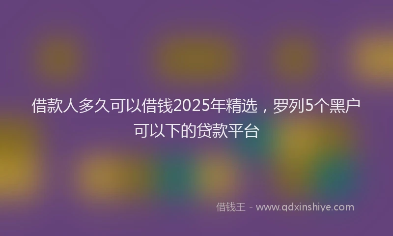 借款人多久可以借钱2025年精选，罗列5个黑户可以下的贷款平台