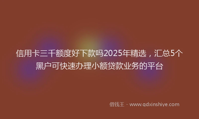 信用卡三千额度好下款吗2025年精选，汇总5个黑户可快速办理小额贷款业务的平台