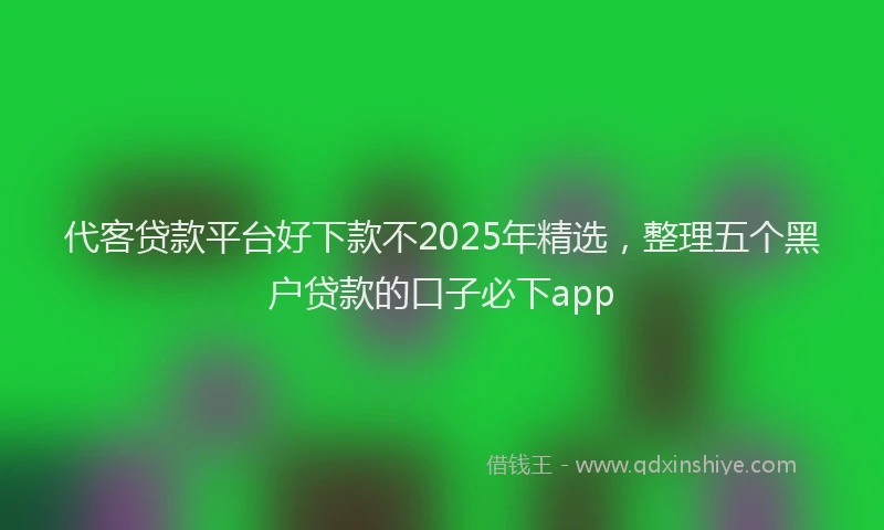 代客贷款平台好下款不2025年精选，整理五个黑户贷款的口子必下app
