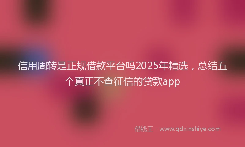 信用周转是正规借款平台吗2025年精选，总结五个真正不查征信的贷款app