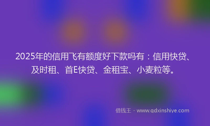 2025年的信用飞有额度好下款吗有：信用快贷、及时租、首E快贷、金租宝、小麦粒等。