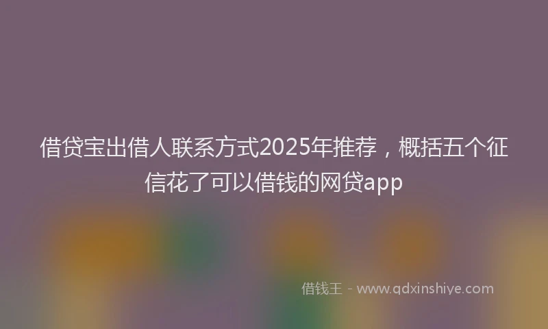 借贷宝出借人联系方式2025年推荐，概括五个征信花了可以借钱的网贷app