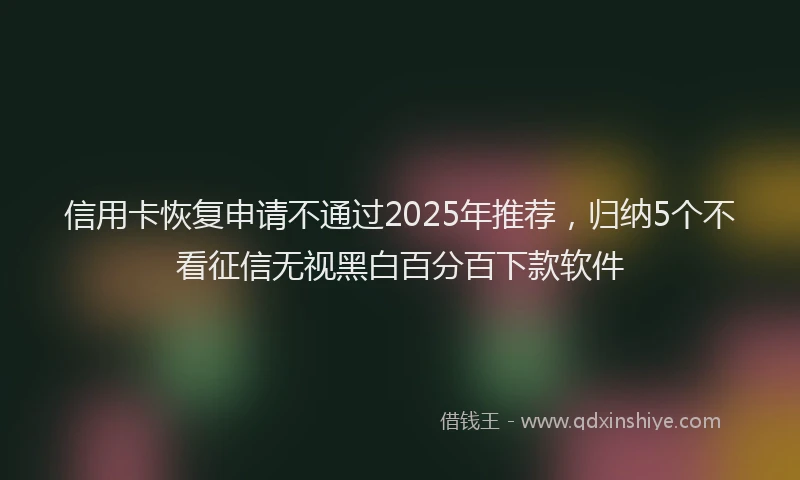 信用卡恢复申请不通过2025年推荐，归纳5个不看征信无视黑白百分百下款软件