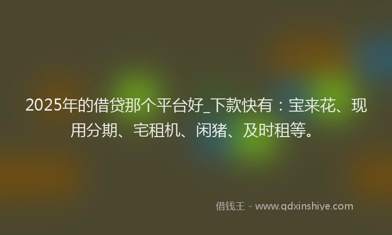 2025年的借贷那个平台好_下款快有：宝来花、现用分期、宅租机、闲猪、及时租等。