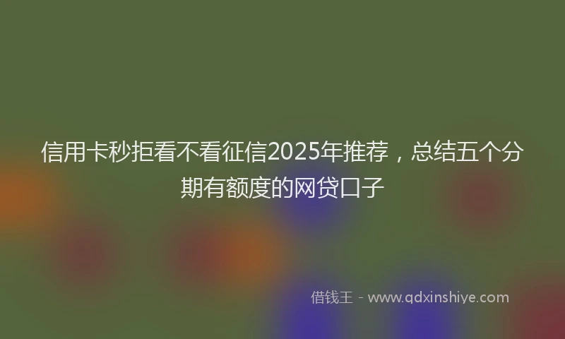 信用卡秒拒看不看征信2025年推荐，总结五个分期有额度的网贷口子