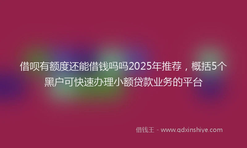 借呗有额度还能借钱吗吗2025年推荐，概括5个黑户可快速办理小额贷款业务的平台