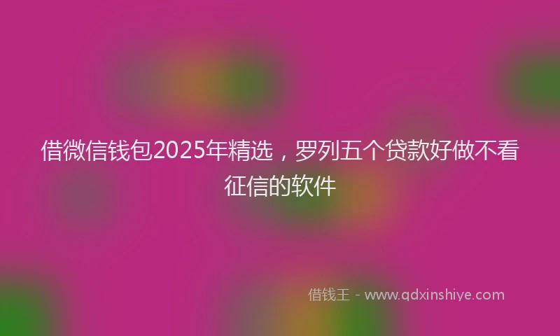 借微信钱包2025年精选，罗列五个贷款好做不看征信的软件