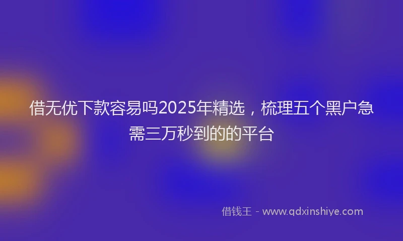 借无优下款容易吗2025年精选，梳理五个黑户急需三万秒到的的平台