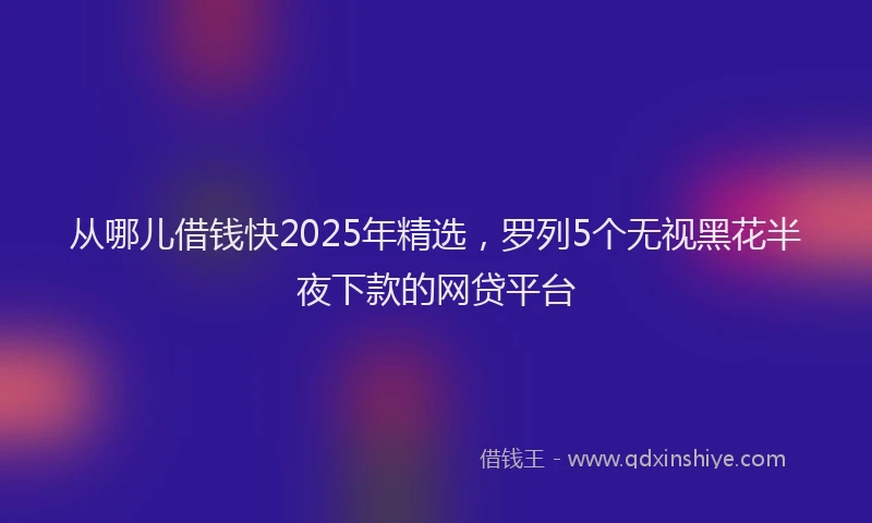 从哪儿借钱快2025年精选，罗列5个无视黑花半夜下款的网贷平台