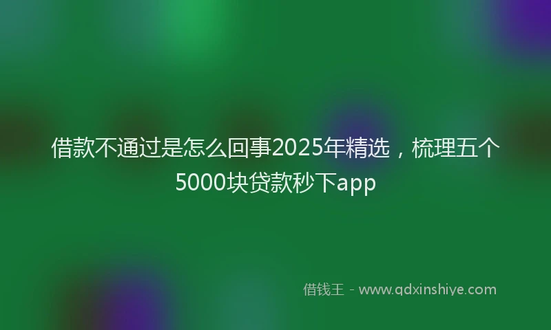 借款不通过是怎么回事2025年精选，梳理五个5000块贷款秒下app