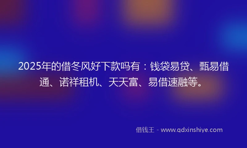 2025年的借冬风好下款吗有：钱袋易贷、甄易借通、诺祥租机、天天富、易借速融等。