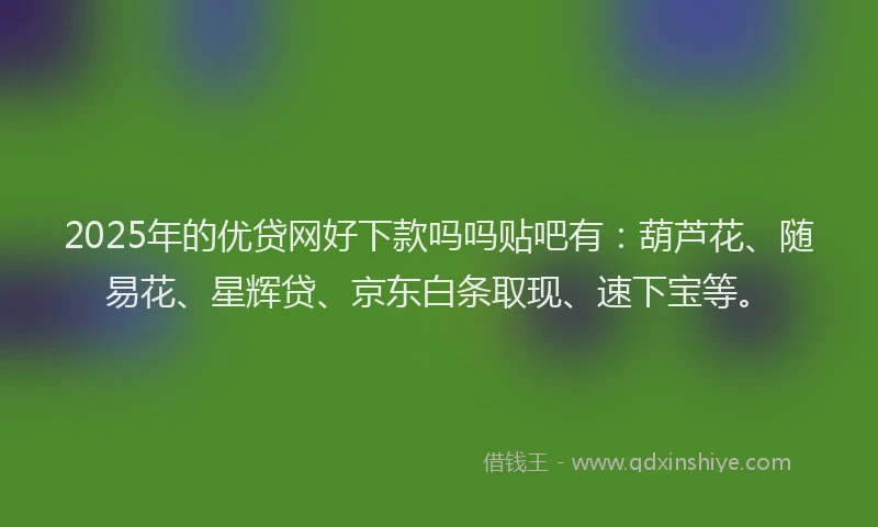 2025年的优贷网好下款吗吗贴吧有：葫芦花、随易花、星辉贷、京东白条取现、速下宝等。