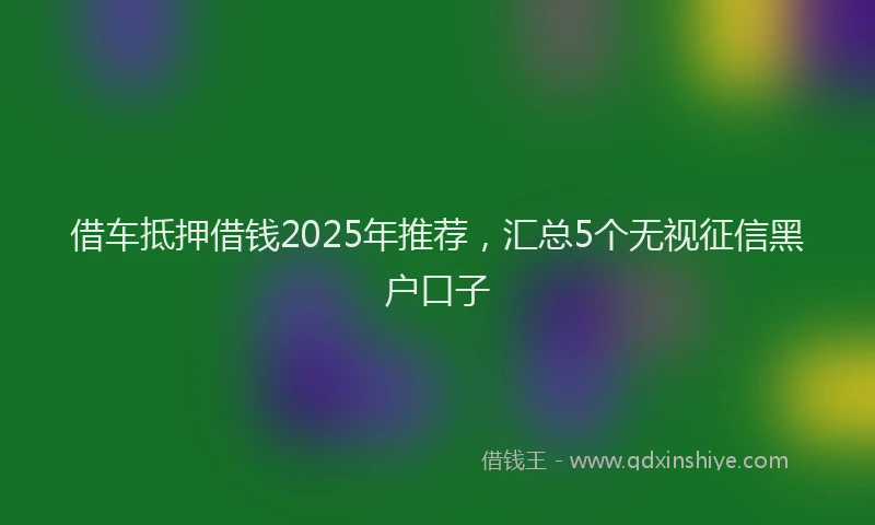 借车抵押借钱2025年推荐，汇总5个无视征信黑户口子