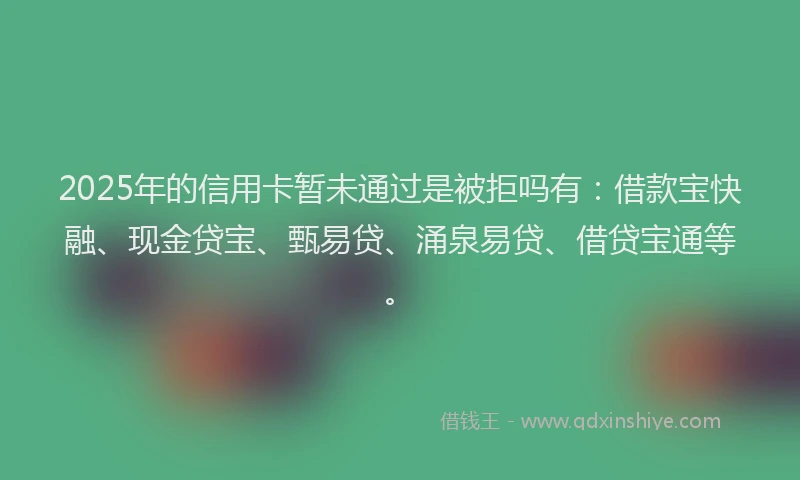 2025年的信用卡暂未通过是被拒吗有：借款宝快融、现金贷宝、甄易贷、涌泉易贷、借贷宝通等。
