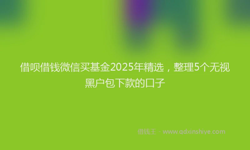 借呗借钱微信买基金2025年精选，整理5个无视黑户包下款的口子