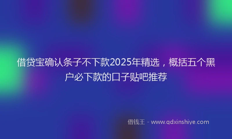 借贷宝确认条子不下款2025年精选，概括五个黑户必下款的口子贴吧推荐