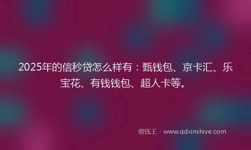 2025年的信秒贷怎么样有：甄钱包、京卡汇、乐宝花、有钱钱包、超人卡等。